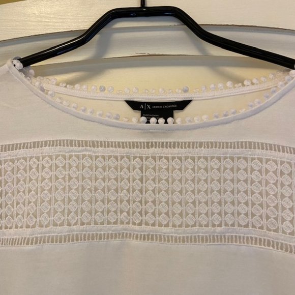 A/X Armani Exchange White Short Sleeve Top with Dot Details - Picture 5 of 9